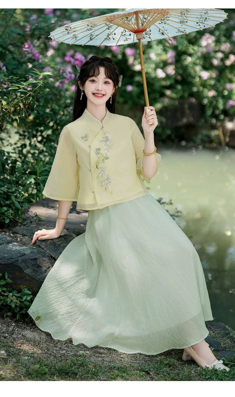 新中式斜襟立领刺绣